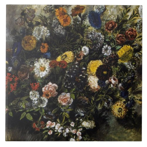 Eugene Delacroix Vintage Bouquet of Flowers Ceramic Tile