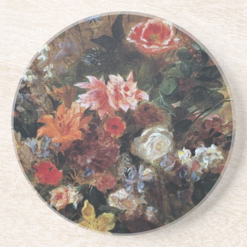 Eugene Delacroix Vintage Bouquet of Flowers Coaster