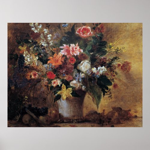 Eugene Delacroix Vintage Bouquet of Flowers Poster