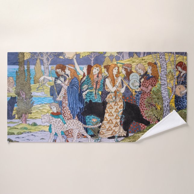 Eugene Grasset - Harmony Decorative Panel Bath Towel Set (Bath Towel)