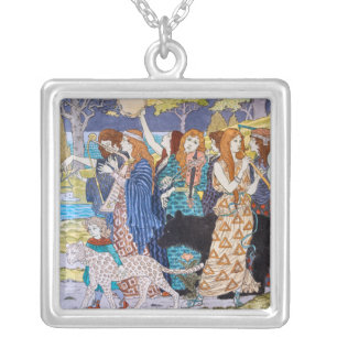 Eugene Grasset - Harmony Decorative Panel Silver Plated Necklace