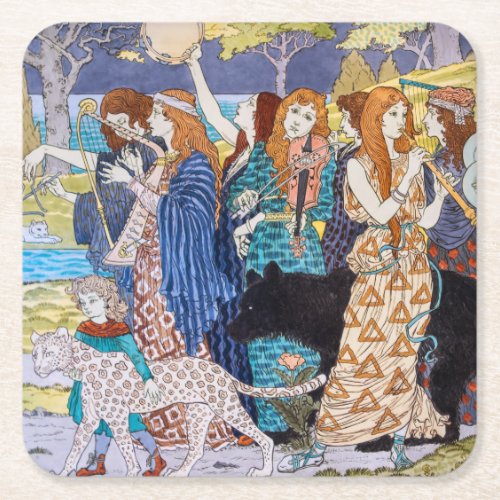 Eugene Grasset _ Harmony Decorative Panel Square Paper Coaster