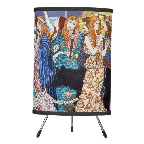 Eugene Grasset _ Harmony Decorative Panel Tripod Lamp