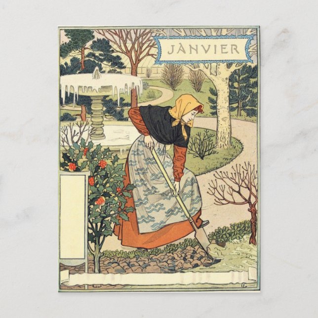 Eugène Grasset janvier Postcard (Front)