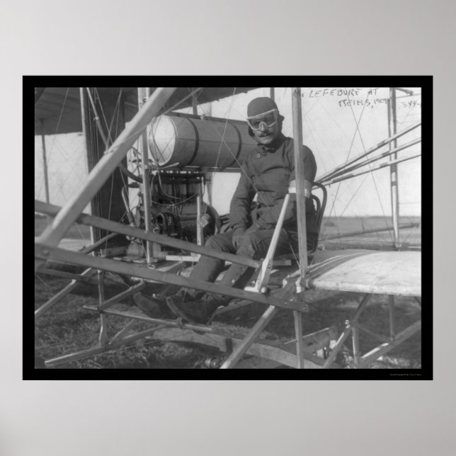 Eugene Lefebvre Seated at his Airplane 1909 Poster (Front)