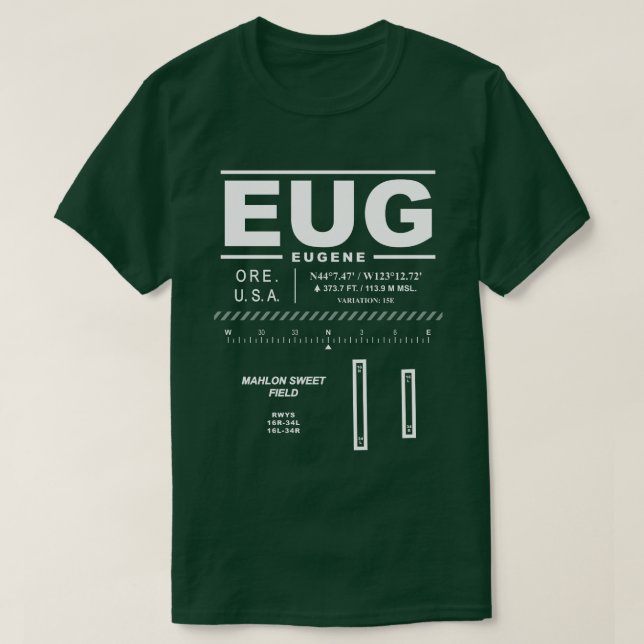 Eugene Mahlon Sweet Field Airport EUG T-Shirt (Design Front)