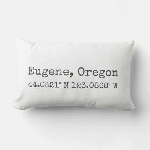 Eugene Oregon Coordinates Lumbar Pillow