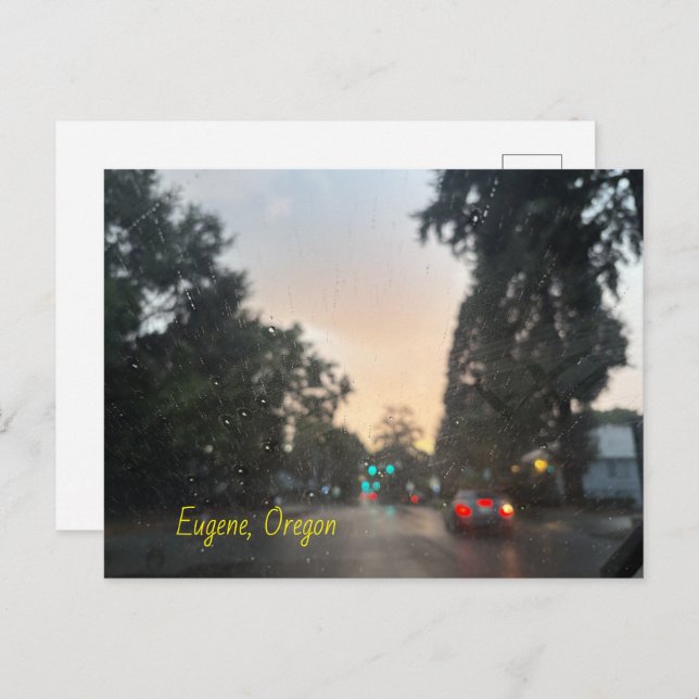 Eugene Oregon Postcard Note Card Card Rainy Day (Front/Back)