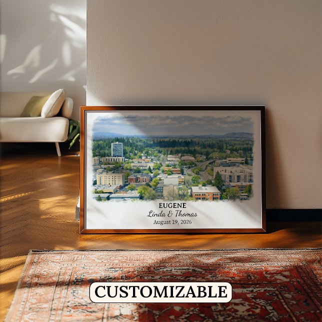 Eugene Oregon Poster, Watercolor, Custom Poster (Creator Uploaded)