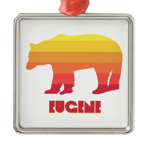Eugene Oregon Rainbow Bear Metal Ornament
