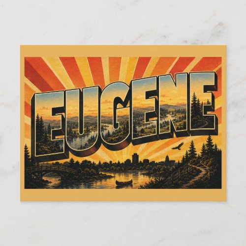 Eugene Oregon River Valley Woodland Art Postcard