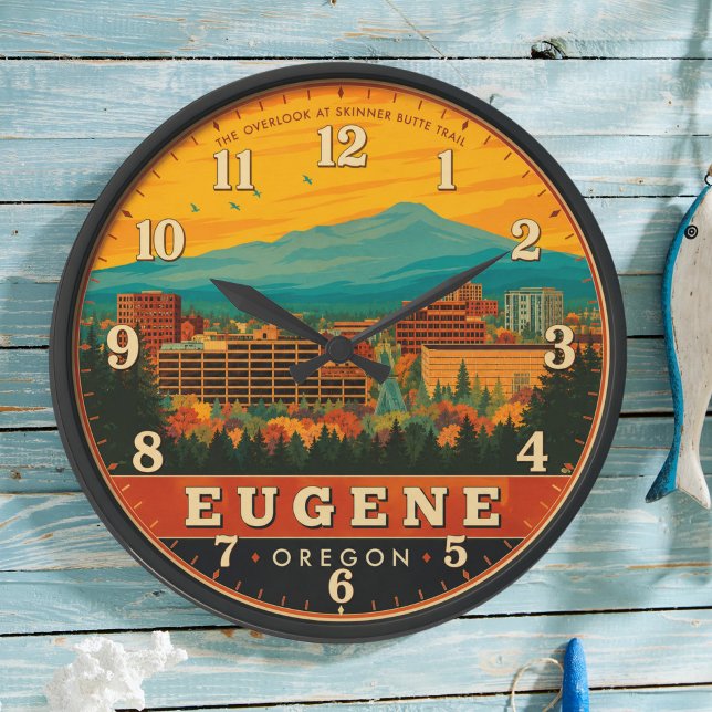 Eugene Oregon Skyline Skinner Butte Trail View Large Clock (Creator Uploaded)