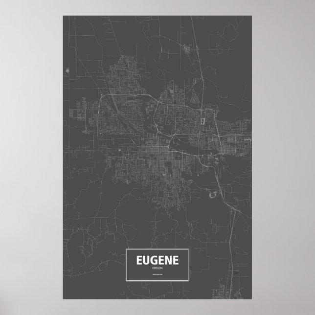 Eugene, Oregon (white on black) Poster (Front)