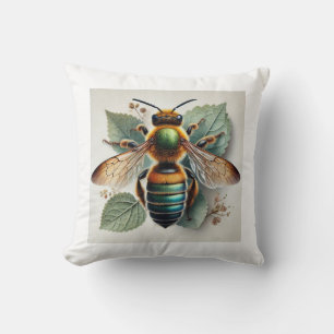 Euglossine bee 170924IREF225 - Watercolor Throw Pillow
