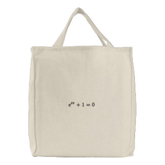 Euler's identity embroidered tote bag