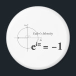 Euler's Identity Math Formula Magnet<br><div class="desc">Euler's Identity is a mathematical formula which produces a simple relation between 4 of the most important mathematical constants: Euler's number e,  pi,  the imaginary unit i and 1. A real geek shirt.</div>