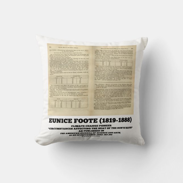 Eunice Foote Climate Change Pioneer 1856 Paper Throw Pillow (Front)