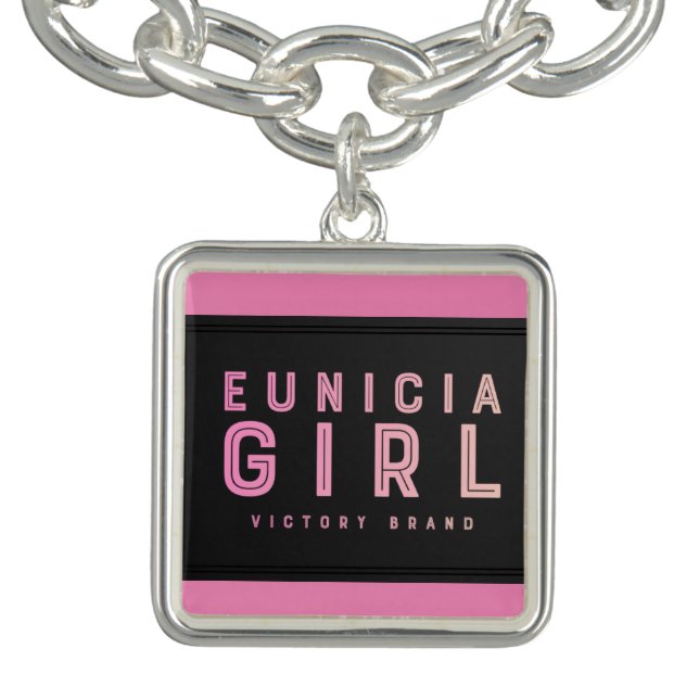 Eunicia Round Charm Bracelet, Silver Plated Bracelet (Design)