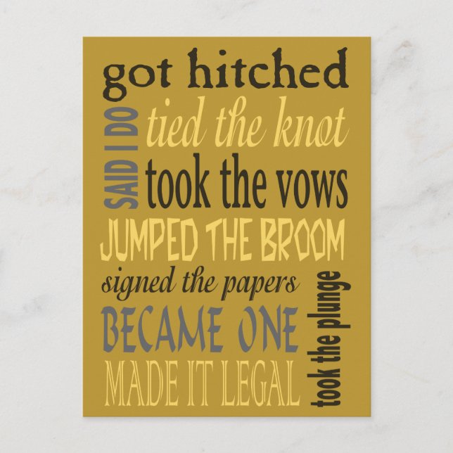 Euphemisms Post Wedding Party Invitation Postcard (Front)