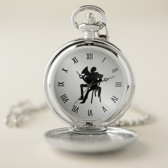 Euphonium / Baritone Player w Roman Numerals Pocket Watch (Inside)