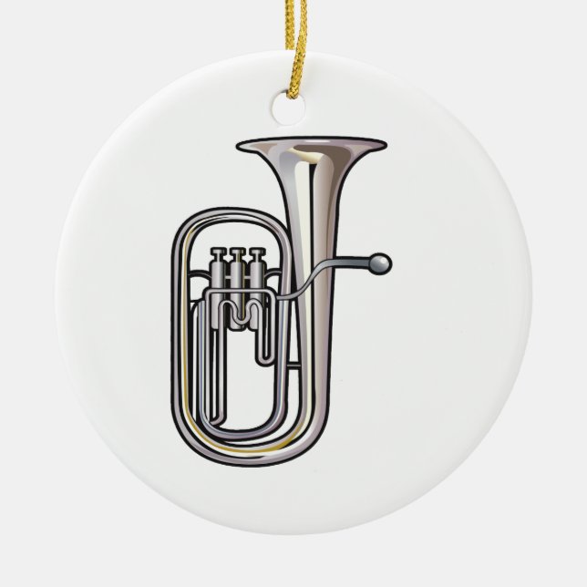euphonium brass instrument music realistic.png ceramic ornament (Front)