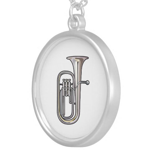 euphonium brass instrument music realistic.png silver plated necklace
