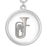 euphonium brass instrument music realistic.png silver plated necklace