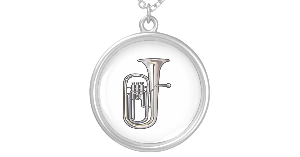euphonium brass instrument music realistic.png silver plated necklace