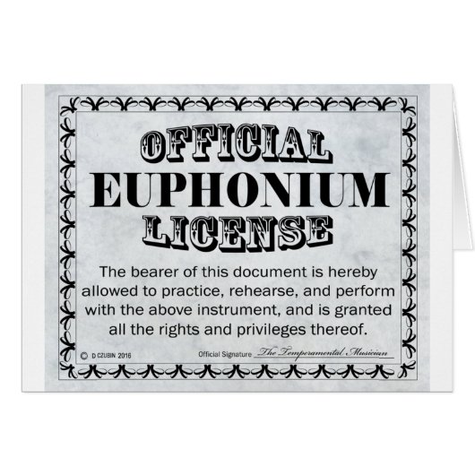 Euphonium License (Front Horizontal)