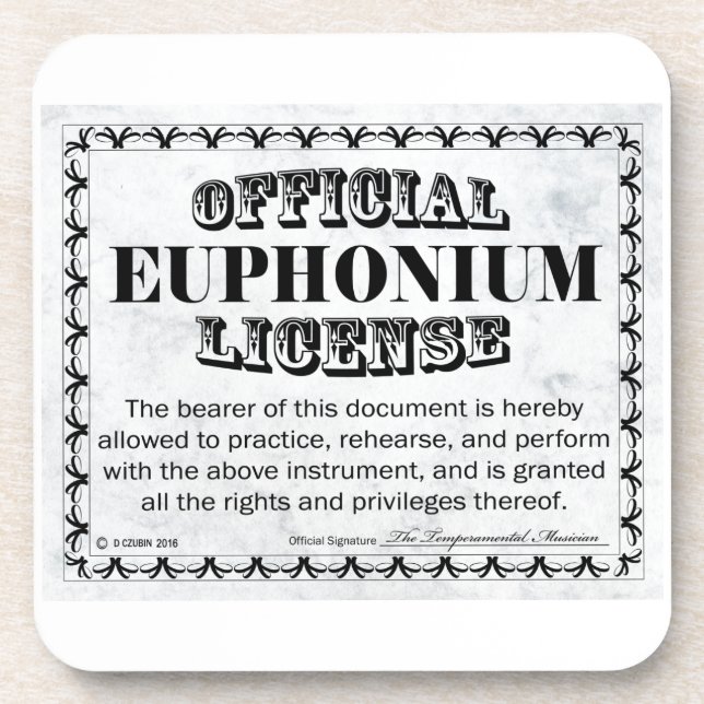 Euphonium License Drink Coaster (Front)
