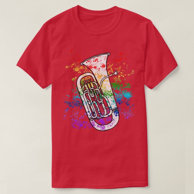 Euphonium Rainbow Colours Euphoniumist Brass Music T-Shirt (Design Front)