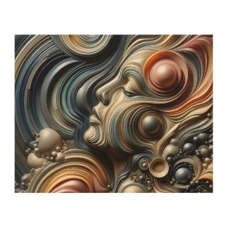 Euphoric Ascent: Metallic Swirls in Vibrant Hues Wood Wall Art