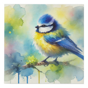 Eurasian Blue Tit 060924AREF132 - Watercolor Faux Canvas Print
