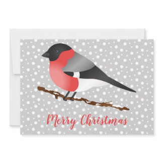 Eurasian Bullfinch Bird Merry Christmas Custom Holiday Card
