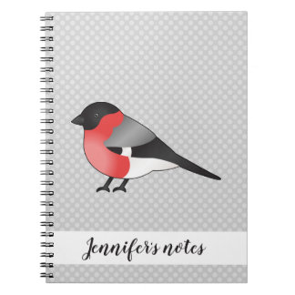 Eurasian Bullfinch Cute Cartoon Bird Illustration Notebook