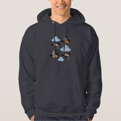 Eurasian Bullfinches in Flight Men's Basic Hooded Sweatshirt