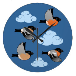 Eurasian Bullfinches in Flight Large Round Wall Clock