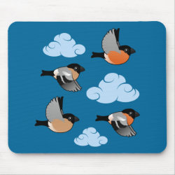 Eurasian Bullfinches in Flight Mousepad