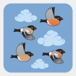 Eurasian Bullfinches in Flight Square Sticker