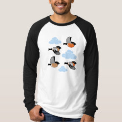Eurasian Bullfinches in Flight Men's Canvas Long Sleeve Raglan T-Shirt