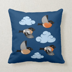 Eurasian Bullfinches in Flight Cotton Throw Pillow