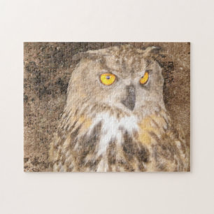 Eurasian Eagle Grunge Owl Jigsaw Puzzle