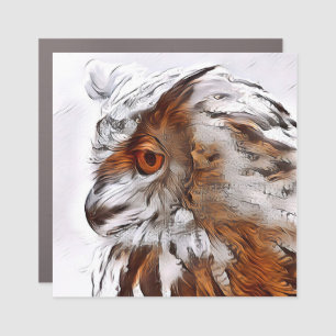 Eurasian eagle-owl digitally car magnet