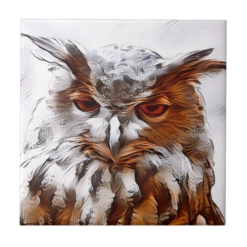 Eurasian eagle_owl digitally ceramic tile