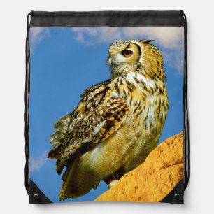 Eurasian eagle owl drawstring bag