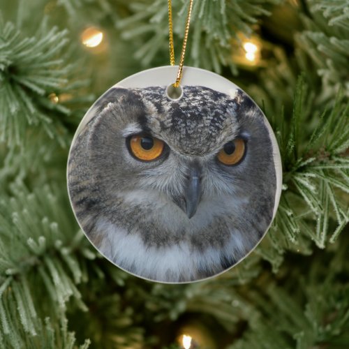 Eurasian Eagle Owl Photo Ceramic Ornament