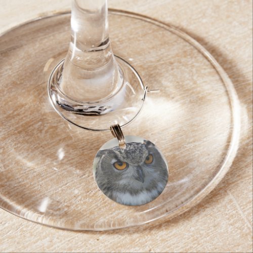Eurasian Eagle Owl Photo Wine Charm