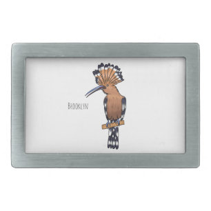 Eurasian hoopoe bird cartoon illustration belt buckle