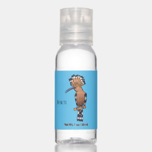 Eurasian hoopoe bird cartoon illustration hand sanitizer