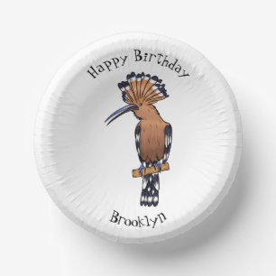 Eurasian hoopoe bird cartoon illustration paper bowls